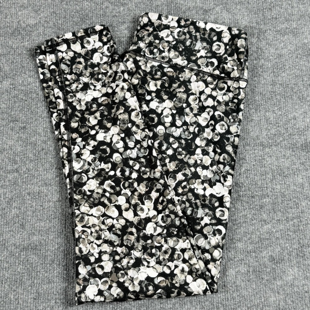 Fabletics Leggings Womens Medium Black White Abstract Print High Rise Yoga Pants